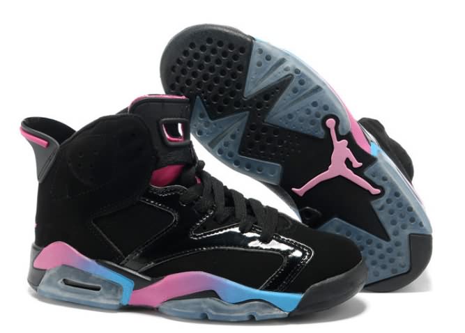 100% Hight Quality Womens Air Jordan 6 Black Pink Blue